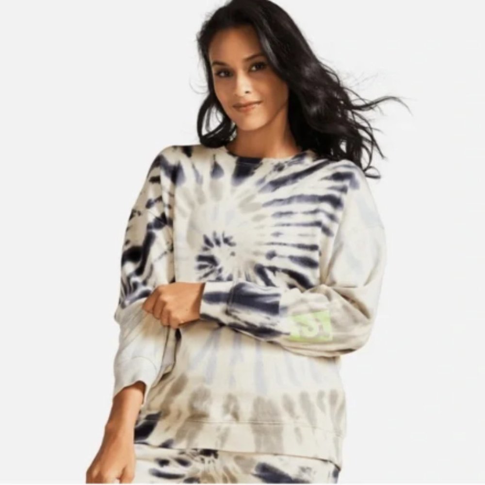 Peloton Tie Dye Sweatshirt Pullover Crewneck Blue and Purple Small